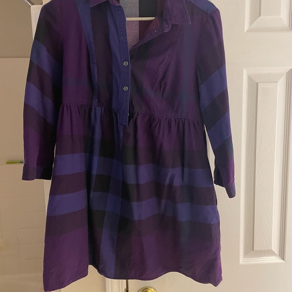 Burberry Brit women’s purple nova check babydoll dress with 3/4 sleeves XS - Picture 3 of 6